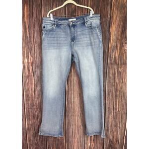Kancan Womens Jeans Light Wash Straight Leg Jeans Split Hem Plus Size 20W